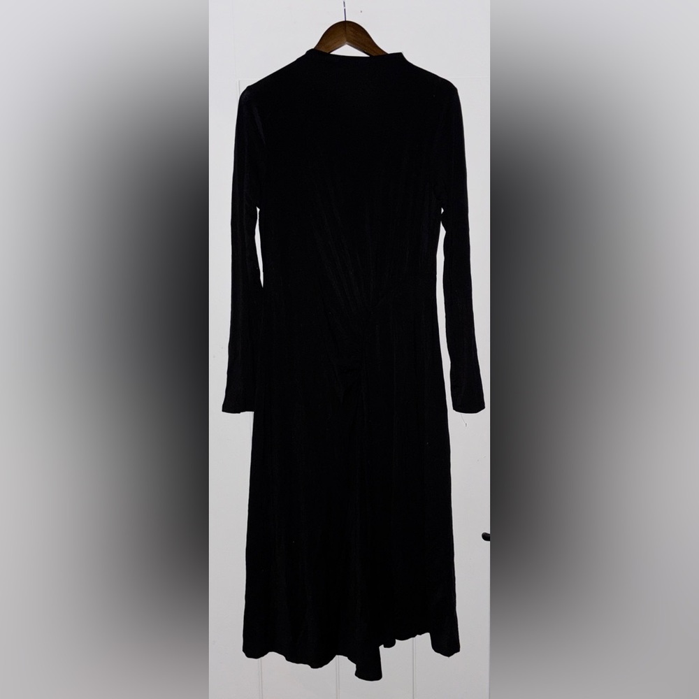 Nine Britton Black Jersey Knit Maxi Dress L Long Sleeve Glam Elegant Formal NEW